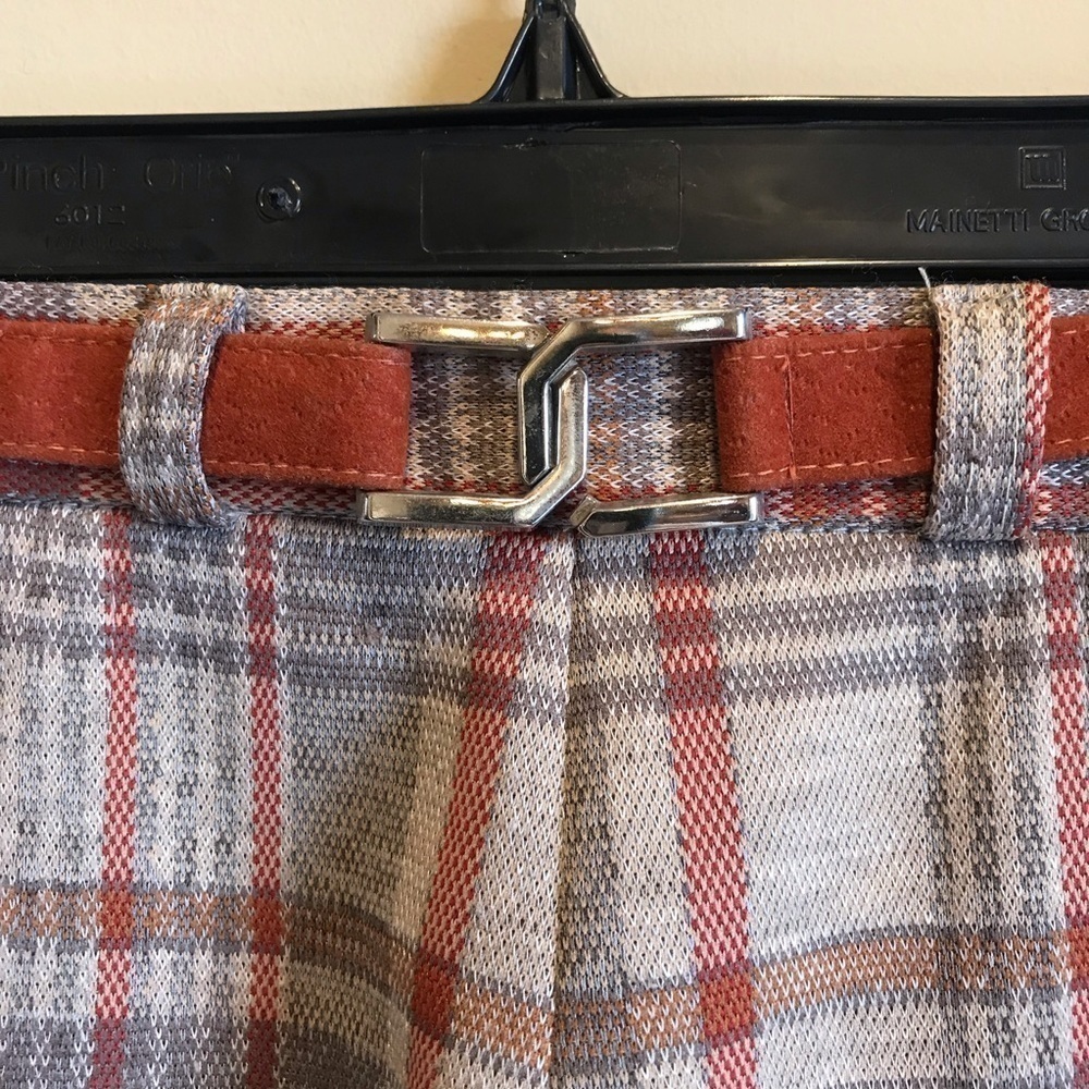 Vintage 1960s 70s polyester Plaid Skirt - Picture 2 of 7